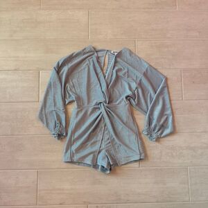 Amazing Lace Romper Blue Shorts Long Sleeve Glitter Thread Sparkly Shimmer Large